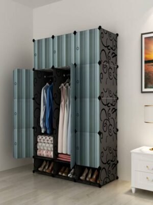 12 Cubes Plastic Wardrobe - Black