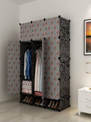 12 Cubes Plastic Wardrobe - Black